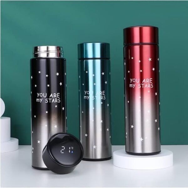 500ml Smart LED Temperature Bottle – Colorful Stars Stainless Steel Vacuum Flask