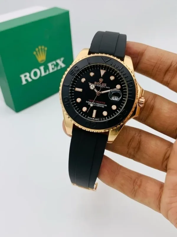 Rolex Stylish Men's Watch - Adjustable Rubber Strap, Elegant Design (Without Box) - Image 3