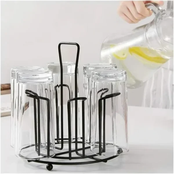 Tabletop Metal Glass Stand - 6 Mug Storage Rack, Non-Slip Organizer - Image 2