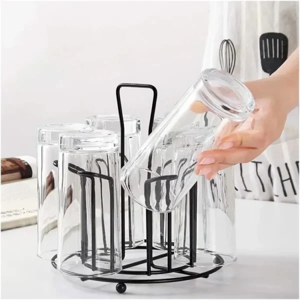 Tabletop Metal Glass Stand - 6 Mug Storage Rack, Non-Slip Organizer